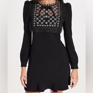 Self-Portrait Black Crepe Embellished Dress. Size 4.